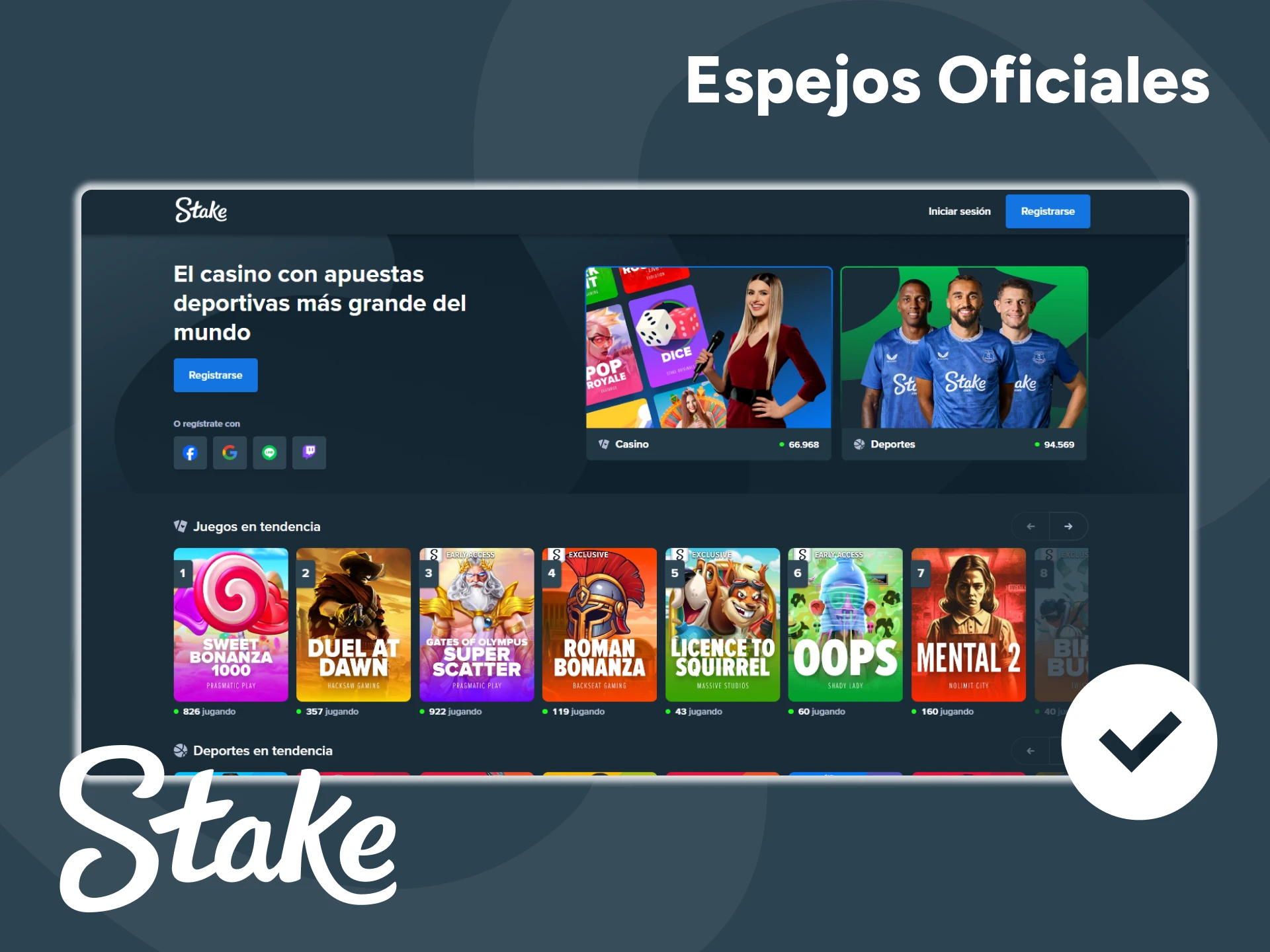 Consulte la lista de espejos oficiales del sitio web de Stake.
