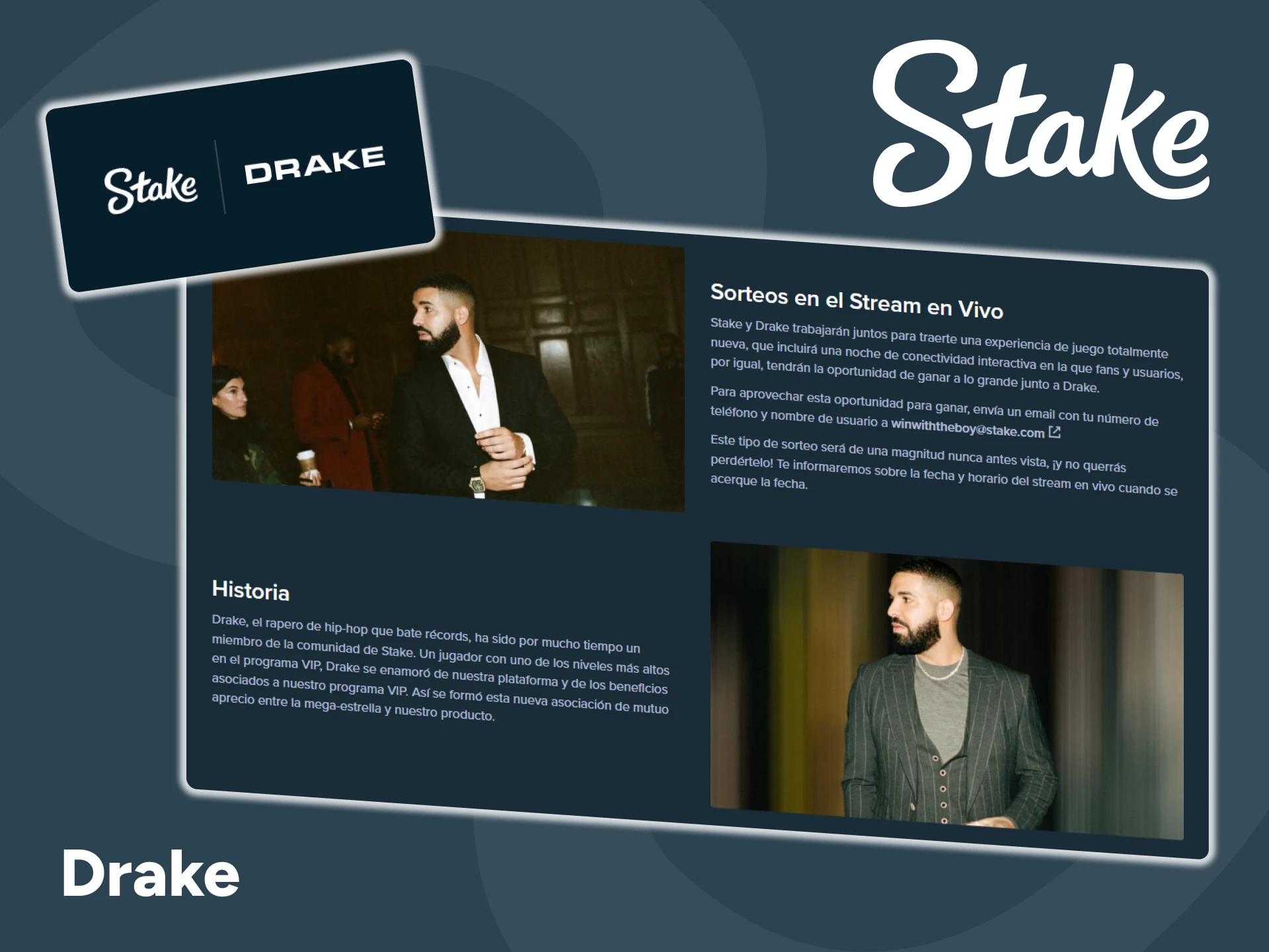 Stake Casino se enorgullece de colaborar con Drake.
