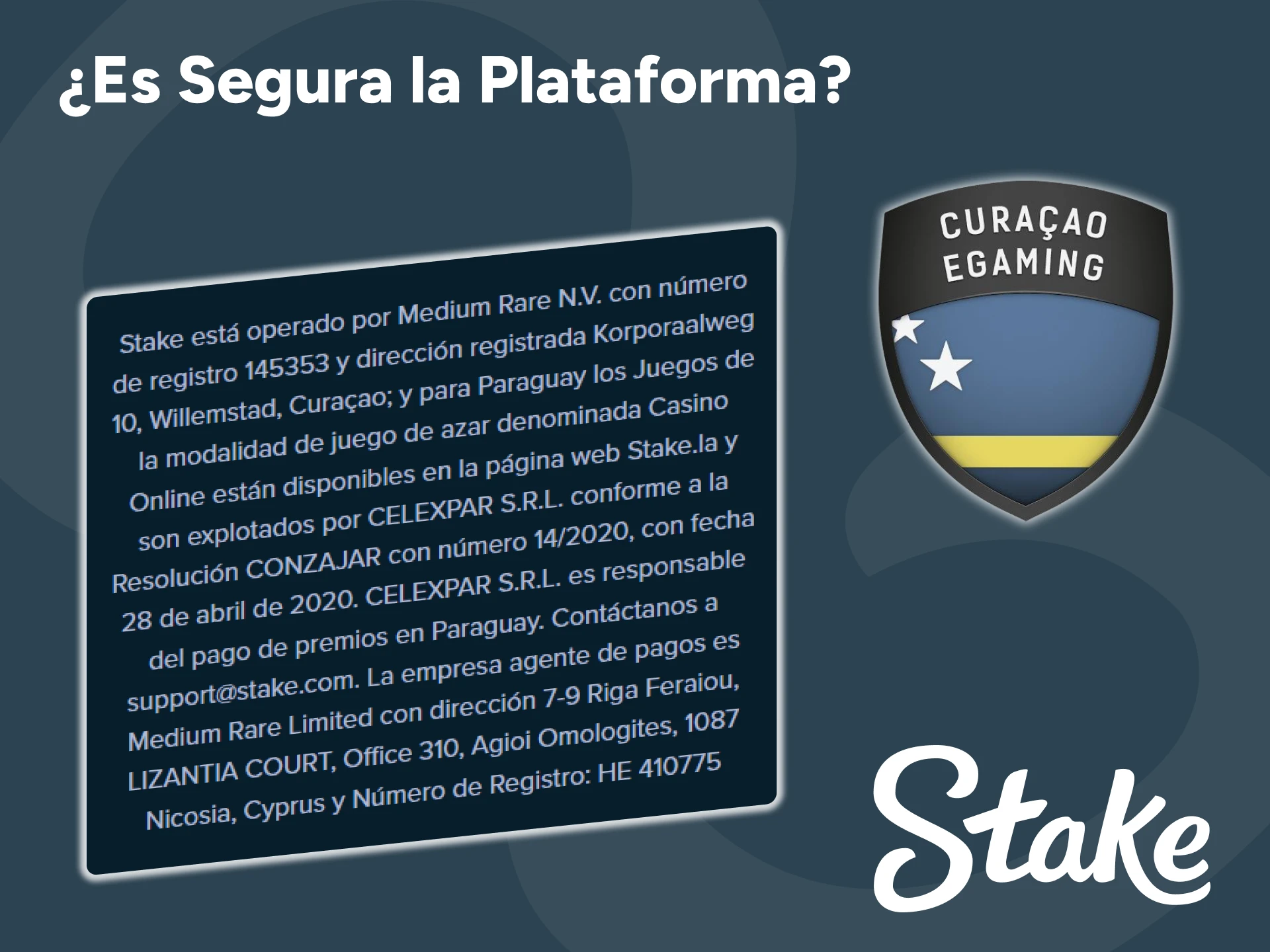 La plataforma Stake es segura y cuenta con licencia para los usuarios.