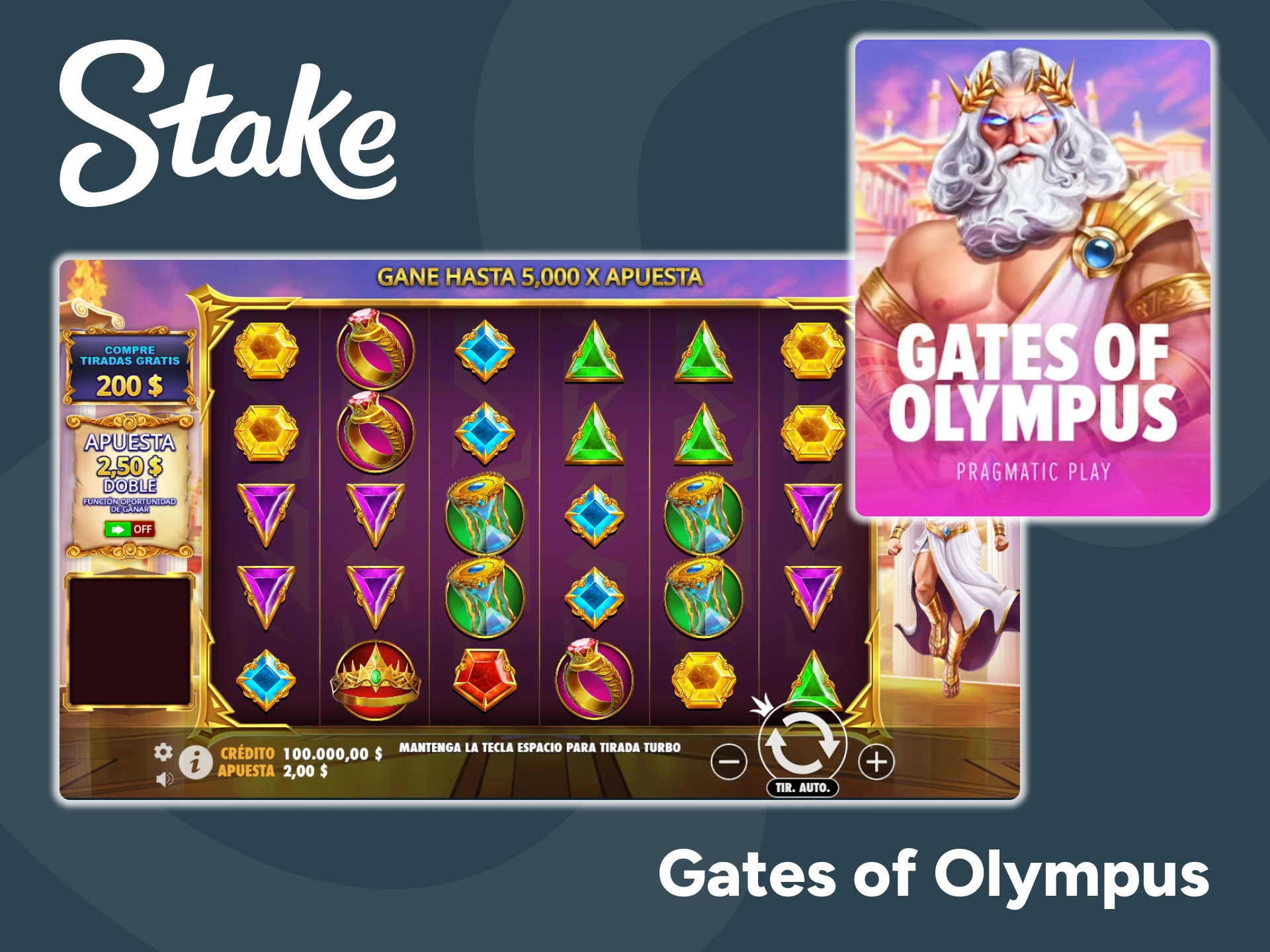 Gates of Olympus es uno de los juegos más populares de la plataforma Stake.