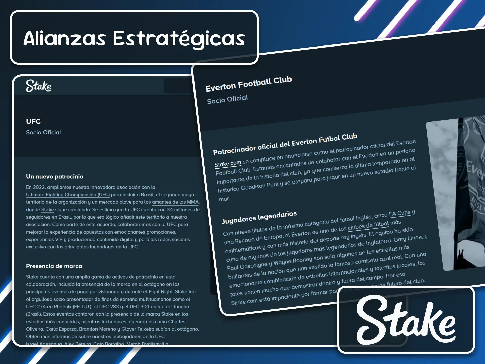 Descubre la reputación mundial de Stake a través de sus alianzas estratégicas en el mundo del deporte.
