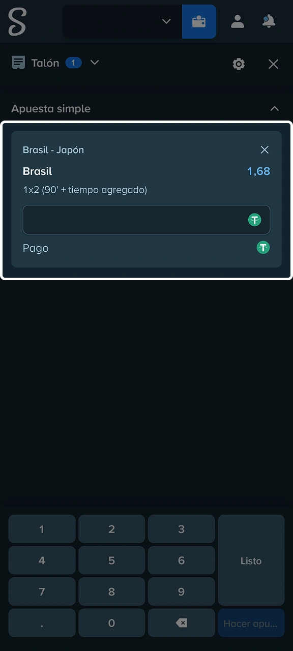 Configurá el monto que deseás arriesgar en tu boleto digital, evaluando el retorno potencial en Stake.